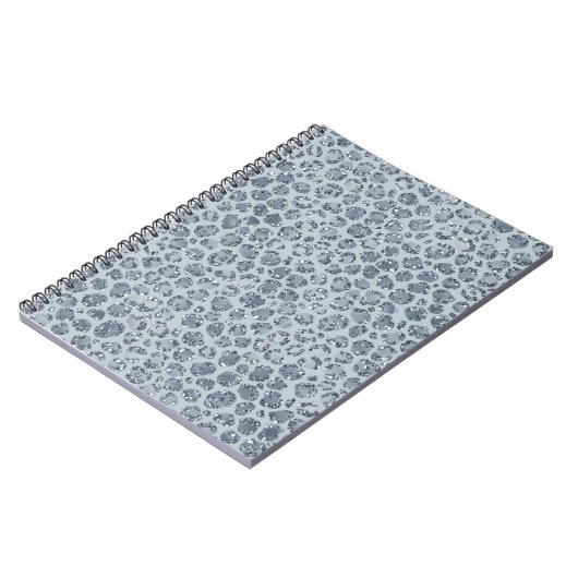 Denim Blue Leopard Print Glitter Notitieboek (Linkerzijde)