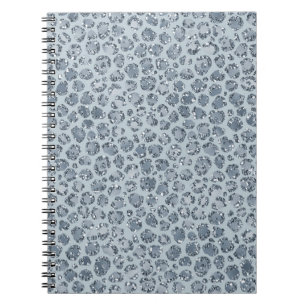 Denim Blue Leopard Print Glitter Notitieboek
