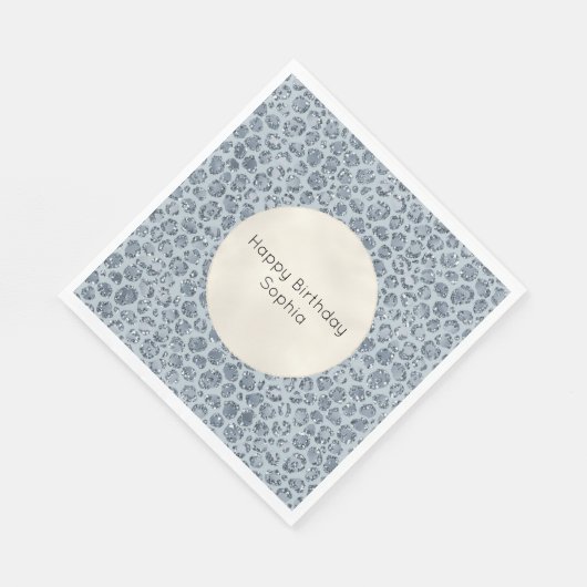 Denim Blue Leopard Print Glitter Servet (Hoek)