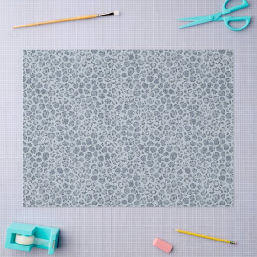 Denim Blue Leopard Print Glitter     Tissuepapier (Craft)