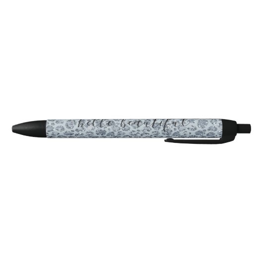 Denim Blue Leopard Print Glitter Zwarte Inkt Pen (Bodem)