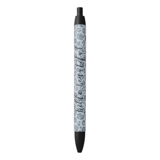 Denim Blue Leopard Print Glitter Zwarte Inkt Pen (Voorkant Verticaal)