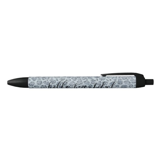 Denim Blue Leopard Print Glitter Zwarte Inkt Pen (Bovenkant)