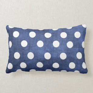 Denim Blue met White Polka Dots Lumbar Pillow Kussen