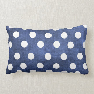 Denim Blue met White Polka Dots Lumbar Pillow Kussen