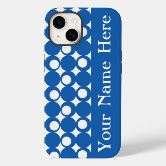 Denim Blue Mod Ball Design met naam Case-Mate iPhone Case (Achterkant)