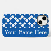 Denim Blue Mod Ball Design met naam Case-Mate iPhone Case (Achterkant (horizontaal))