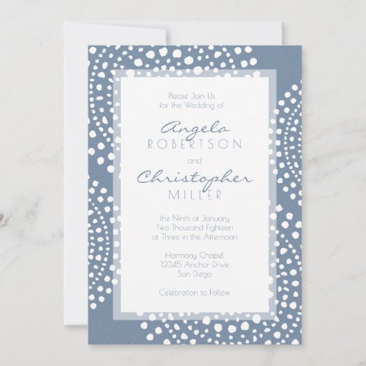 Denim Blue Modern Boho Wedding Kaart (Voorkant)