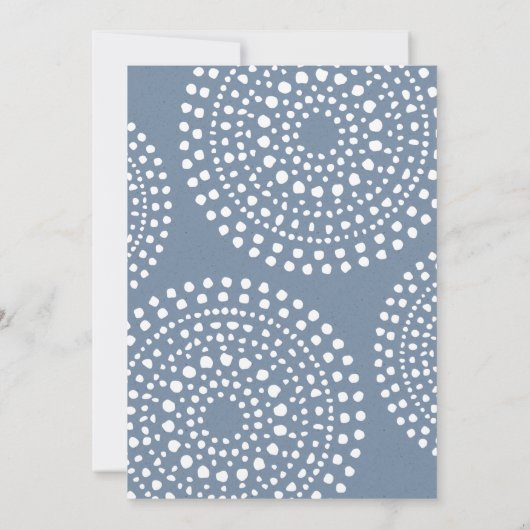 Denim Blue Modern Boho Wedding Kaart (Achterkant)