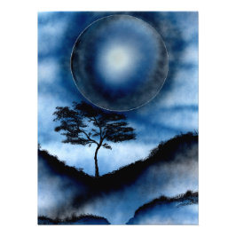 Denim Blue Moon Mountains Foto Afdruk