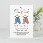 Denim Blue of Pink Clothesline Geslacht Onthullen Kaart (Staand voorkant)
