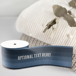 Denim Blue Ombre Stripe met optionele naam/tekst Grosgrain Lint