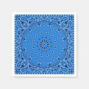 Denim Blue Paisley Bandana Scarf BBQ Picnic Napkin Servet