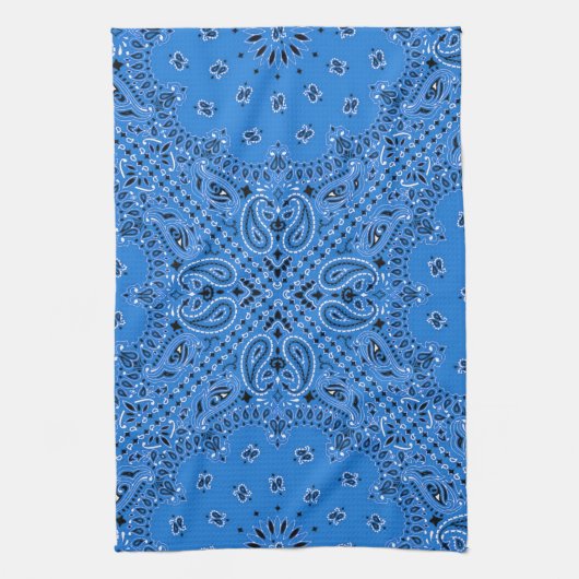 Denim Blue Paisley Western Bandana Scarf Print Theedoek (Verticaal)