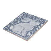 Denim Blue Plump Bunny Rabbit Floral Dedham Delft Tegeltje (Zijkant)