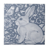 Denim Blue Rabbit Bird Floral Dedham Delft Tegeltje (Voorkant)