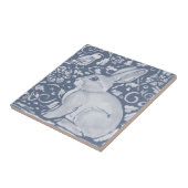 Denim Blue Rabbit Bird Floral Dedham Delft Tegeltje (Zijkant)
