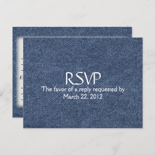 Denim Blue RSVP met menukeuze Uitnodiging Briefkaart (Voorkant / Achterkant)