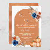 Denim Blue Rust Oranje Pompoen Geslacht Reveal Kaart (Voorkant / Achterkant)