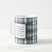 Denim Blue Sage Green White Plaid Blessing Mok (Voorkant links)