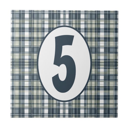 Denim Blue Sage Groen en Wit  Tegeltje (Voorkant)