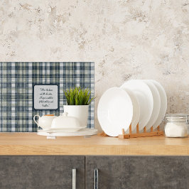 Denim Blue Sage Groen Wit Glas  Snijplank