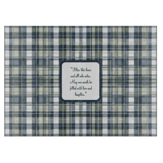 Denim Blue Sage Groen Wit Glas  Snijplank (Voorkant)