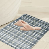 Denim Blue Sage Groen Wit Plaid Badmat