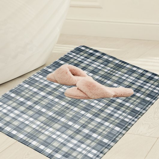 Denim Blue Sage Groen Wit Plaid Badmat
