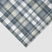 Denim Blue Sage Groen Wit Plaid Decoupage Tissuepapier (Detail)