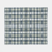 Denim Blue Sage Groen Wit Plaid Fleece Deken (Voorkant (Horizontaal))