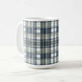 Denim Blue Sage Groen Wit Plaid Koffiemok (Voorkant links)