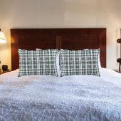 Denim Blue Sage Groen Wit Plaid Kussensloop