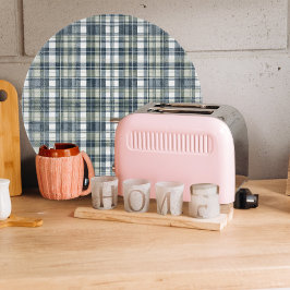 Denim Blue Sage Groen Wit Plaid Ronde Snijplank