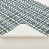 Denim Blue Sage Groen Wit Plaid Sherpa Deken (3/4)