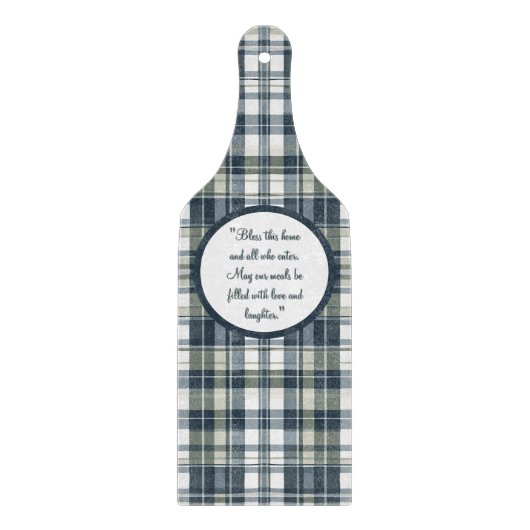 Denim Blue Sage Groen Wit Plaid  Snijplank (Voorkant)