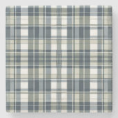 Denim Blue Sage Groen Wit Plaid Stenen Onderzetter (Voorkant)