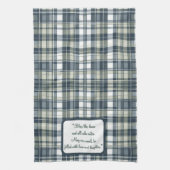 Denim Blue Sage Groen Wit Plaid  Theedoek (Verticaal)