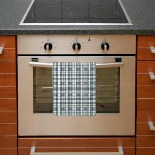 Denim Blue Sage Groen Wit Plaid Theedoek