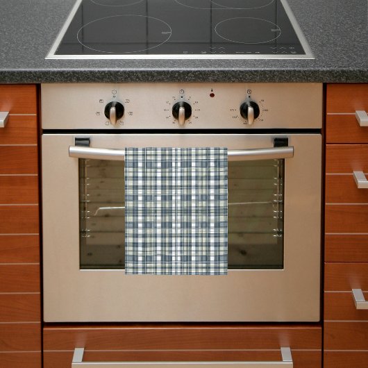 Denim Blue Sage Groen Wit Plaid Theedoek