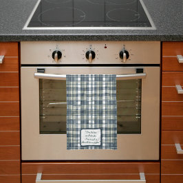 Denim Blue Sage Groen Wit Plaid  Theedoek