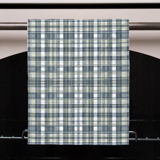 Denim Blue Sage Groen Wit Plaid Theedoek