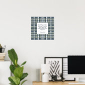 Denim Blue Sage Groen Wit Plaid Zegening Poster (Thuiskantoor)