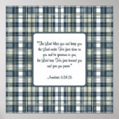 Denim Blue Sage Groen Wit Plaid Zegening Poster (Voorkant)