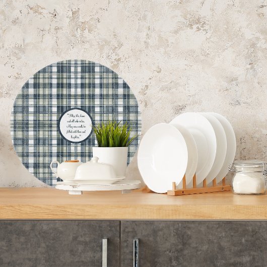 Denim Blue Sage Groen Wit Rond  Snijplank