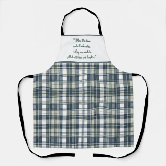 Denim Blue Sage Groen Wit  Schort (Voorkant)