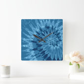 Denim Blue Spiral Tie Dye Clock Vierkante Klok (Huis)