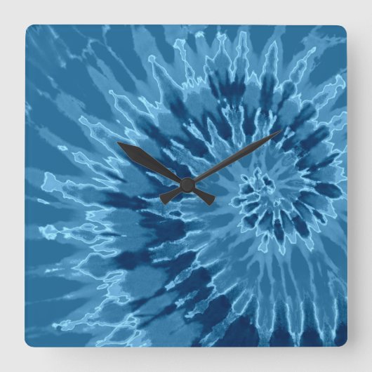 Denim Blue Spiral Tie Dye Clock Vierkante Klok (Voorkant)