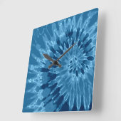 Denim Blue Spiral Tie Dye Clock Vierkante Klok (Hoek)