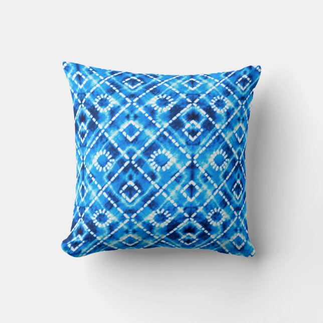 Denim blue stropdas die textuur herkent modern pat kussen (Voorkant)